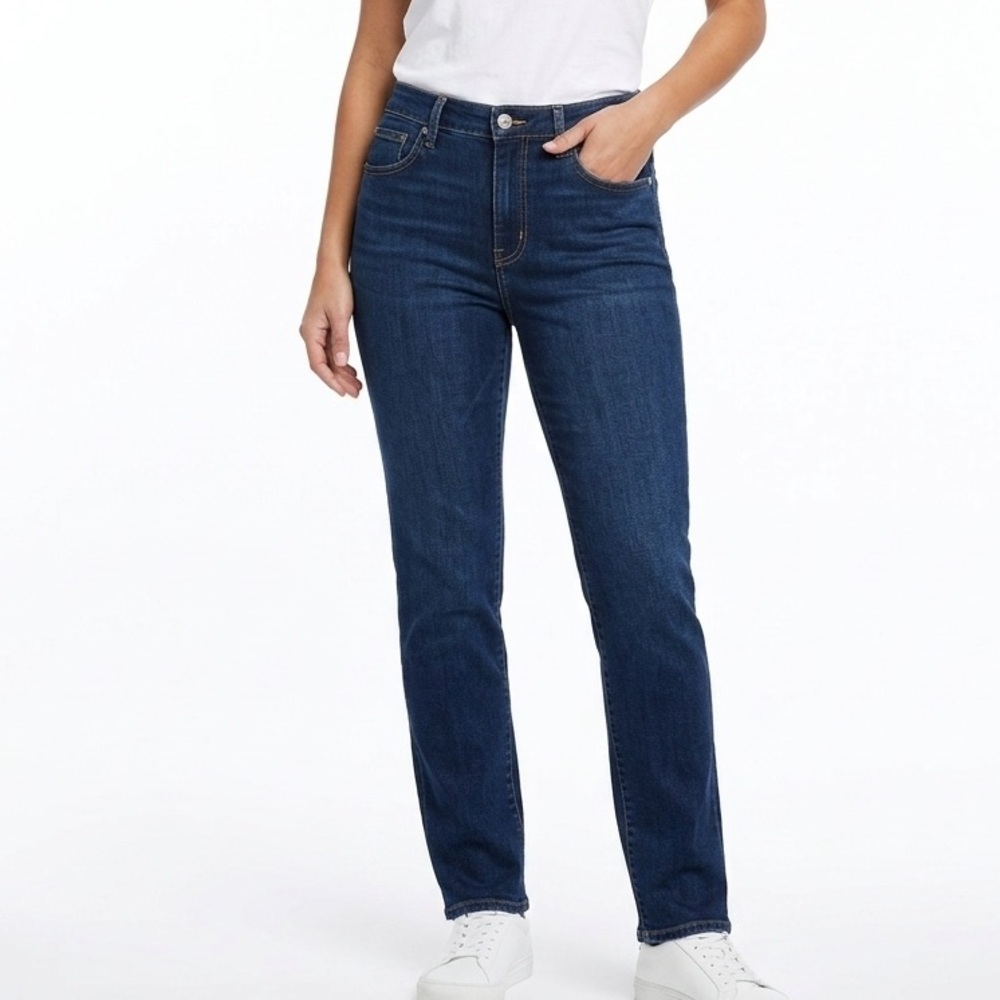 Levis 724 High Rise Straight Jeans Womens 31 Dark Wash Stretch Denim